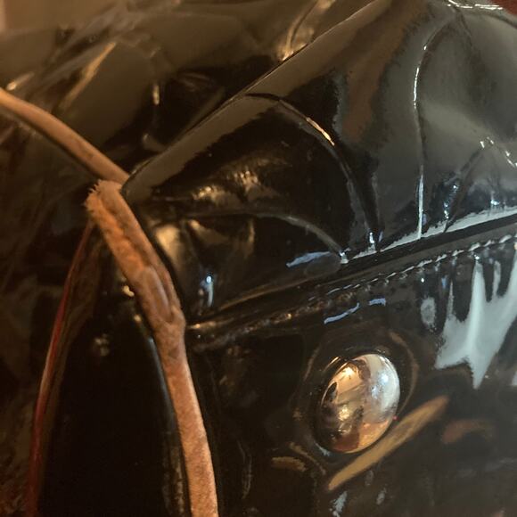 Coach Satchel Bag F25189 Signature Stripe Embossed Peyton Patent Leather - Picture 7 of 16